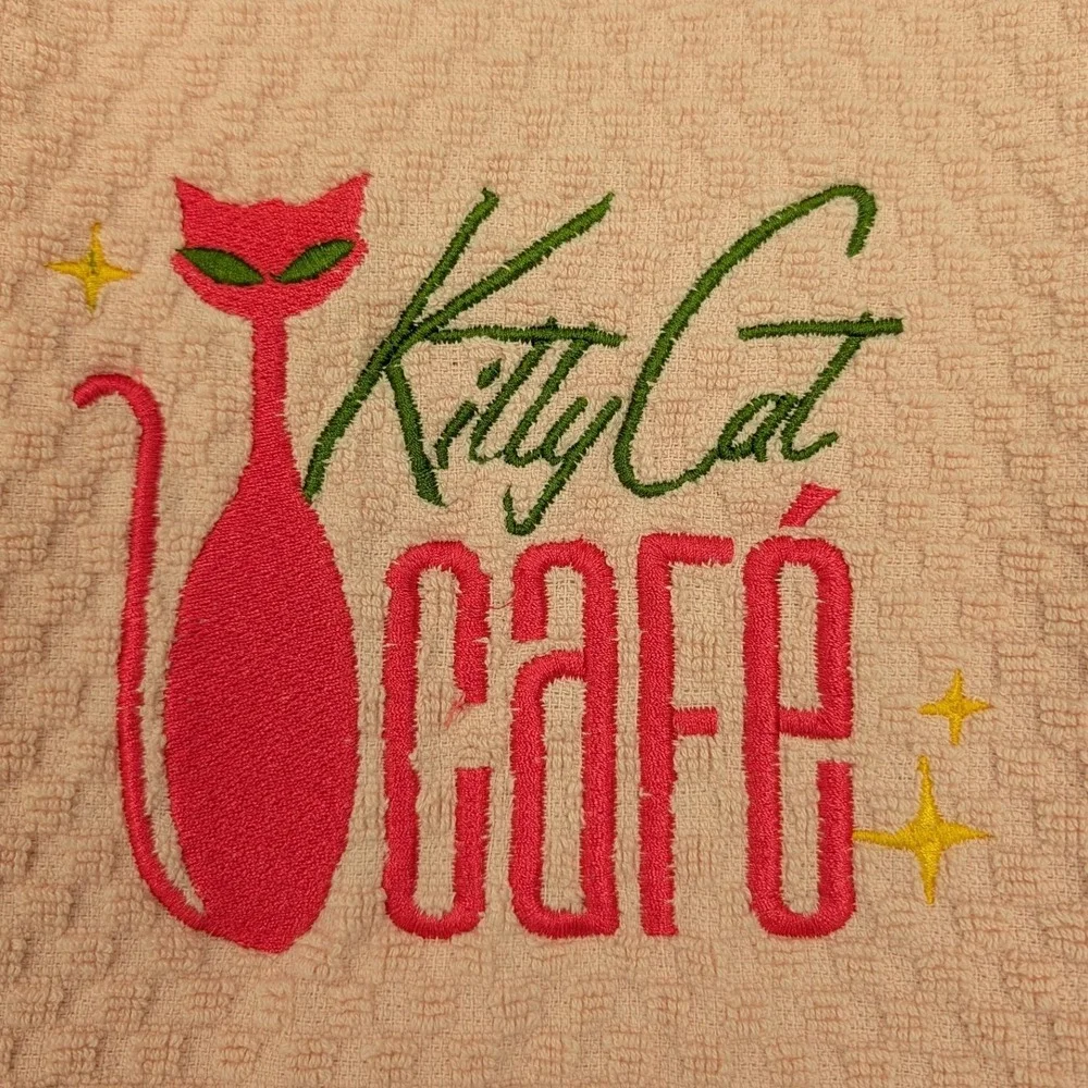 Kitty Cat Cafe Retro Mid Century Modern Atomic Kitchen Bath Bar Hand Towel